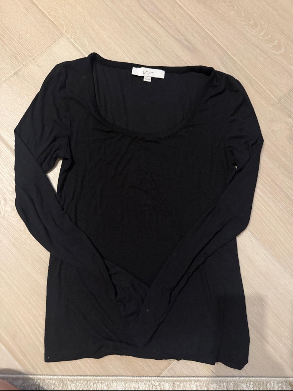 LOFT Black Long Sleeve Scoop Neck Top